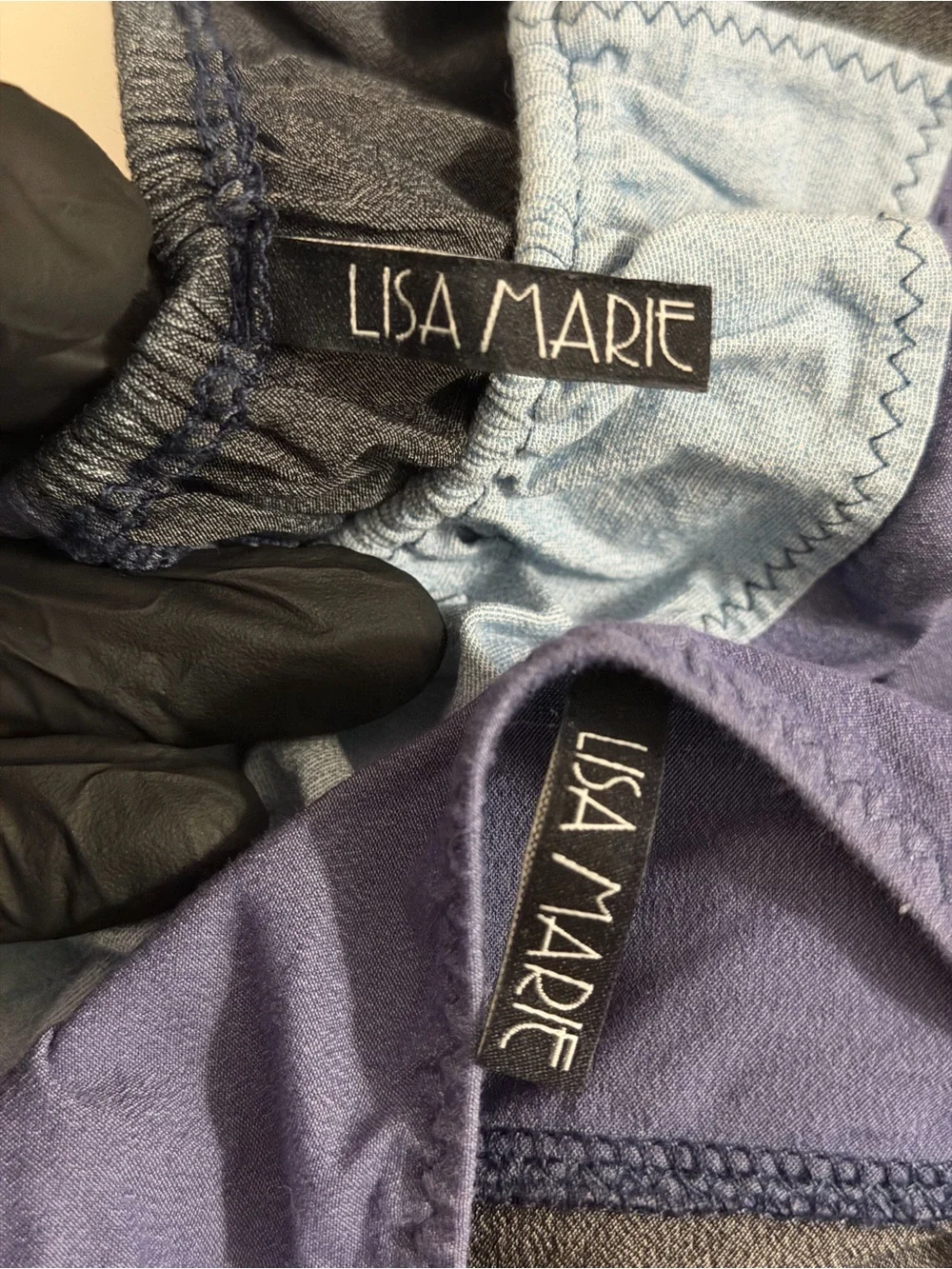 Lisa Marie Fernandez Bikini Set Women's XS Off Shoulder Color Block Blue Gray - Picture 7 of 13